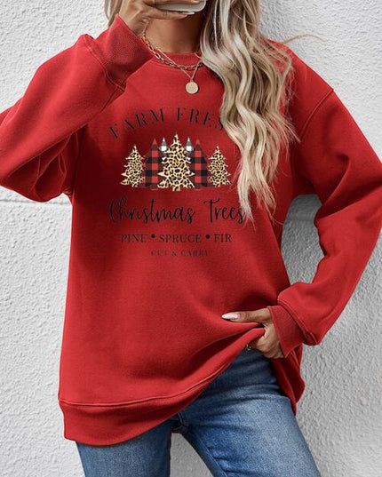 Graphic Round Neck Long Sleeve Sweatshirt