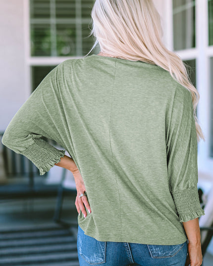 Round Neck Three-Quarter Sleeve Top
