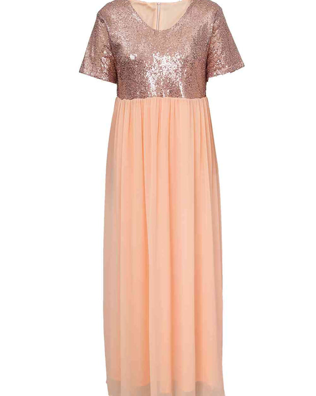 Plus Size Sequined Spliced Maxi Dress