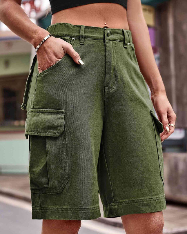 Denim Cargo Shorts with Pockets