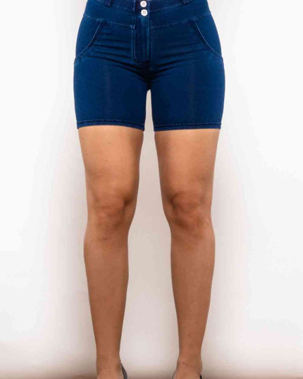 Full Size Buttoned Skinny Denim Shorts
