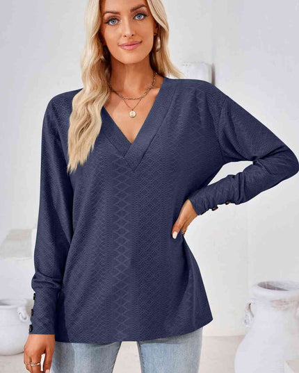 V-Neck Long Sleeve Blouse