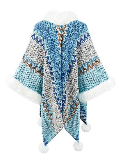 Color Block Open Front Poncho