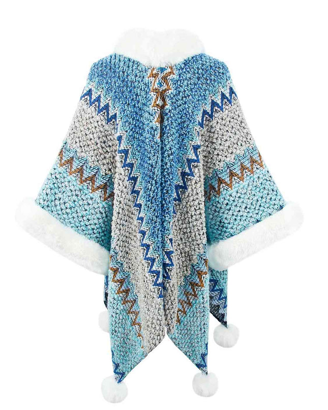 Color Block Open Front Poncho