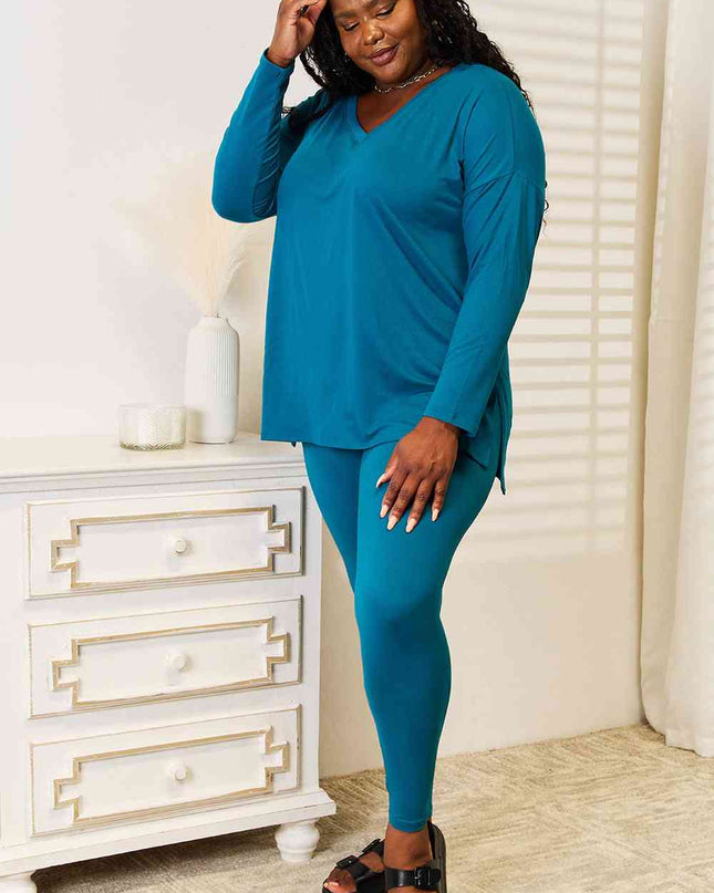 Zenana Lazy Days Full Size Long Sleeve Top and Leggings Set