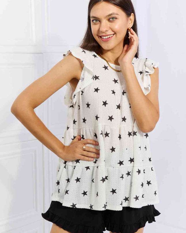 Heimish Shine Bright Full Size Butterfly Sleeve Star Print Top