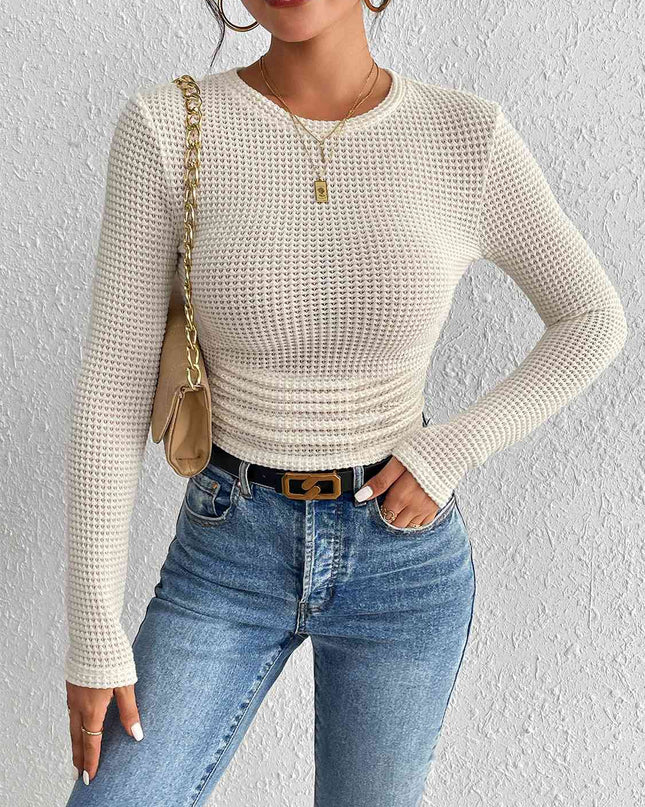 Round Neck Ruched Knit Top