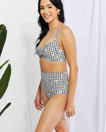 Marina West Swim Take A Dip Twist High-Rise Bikini in Black