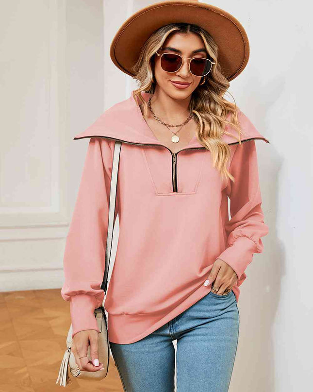 Half-Zip Collared Sweatshirt