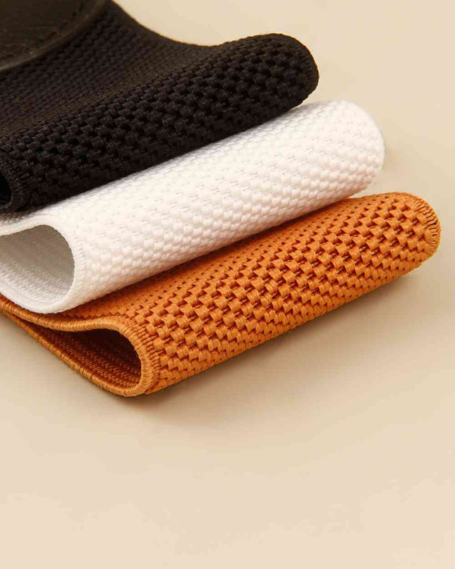 Ribbed Alloy Buckle Elastic Belt