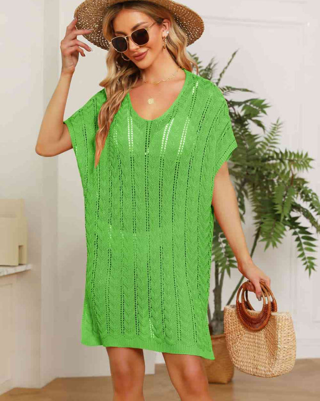 Openwork Side Slit Knit Dress