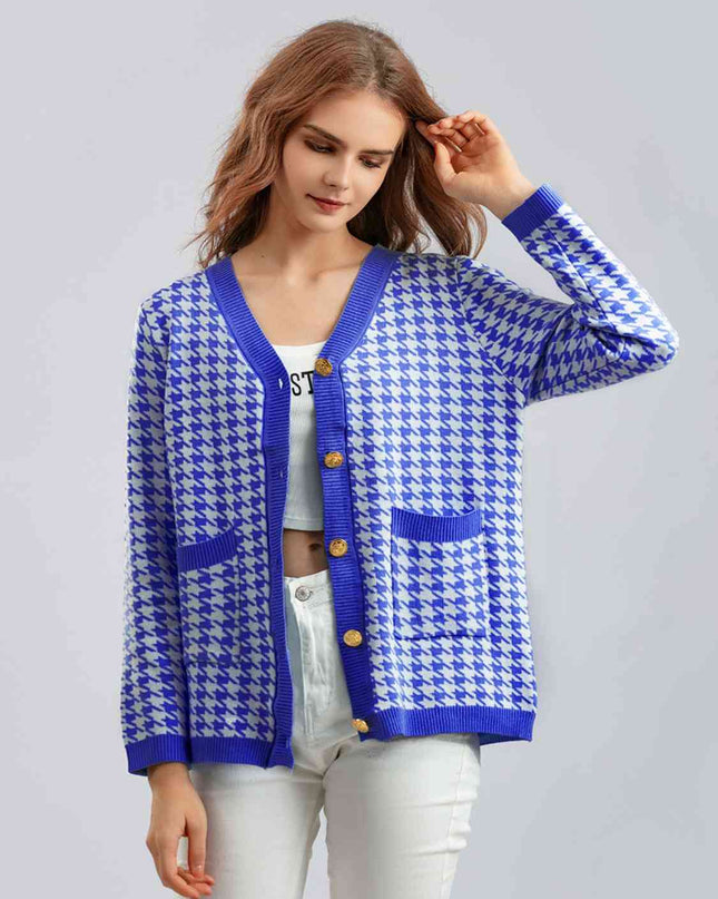 Houndstooth Button Down Cardigan
