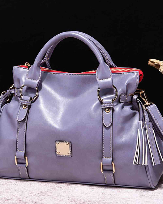 PU Leather Handbag with Tassels