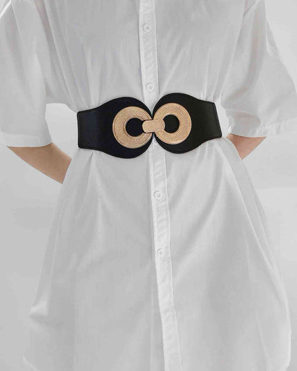 Alloy Buckle Elastic PU Belt