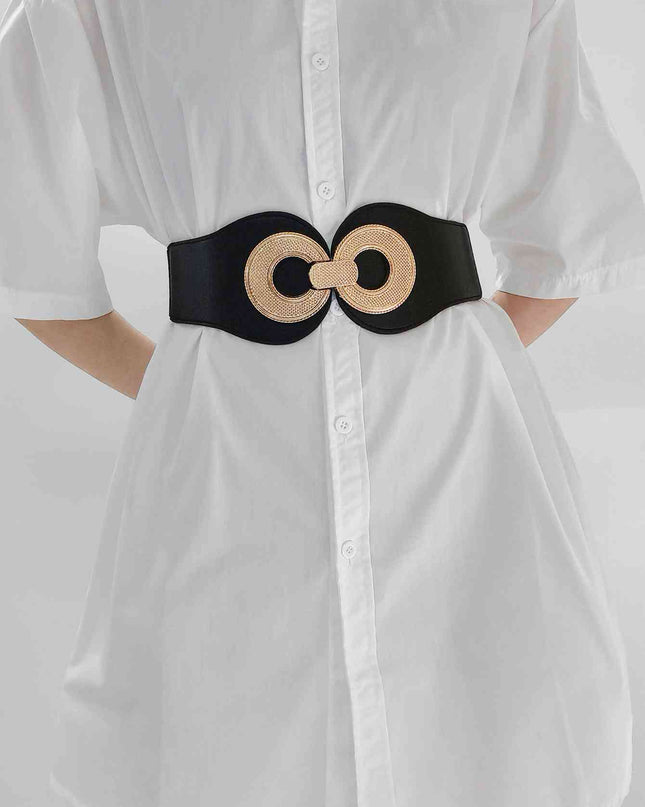 Alloy Buckle Elastic PU Belt