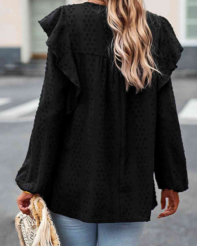 Round Neck Ruffled Blouse