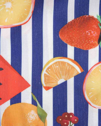 Fruit Striped Collared Sleeveless Shirt