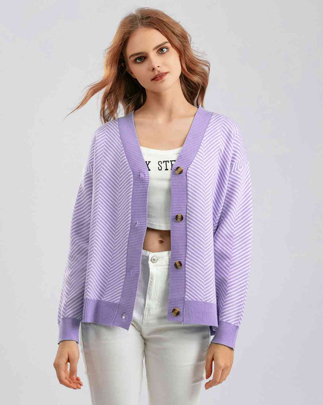 Button Down V-Neck Cardigan