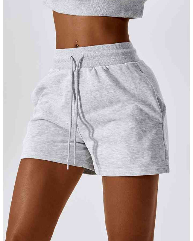 Drawstring Smocked Waist Sports Shorts
