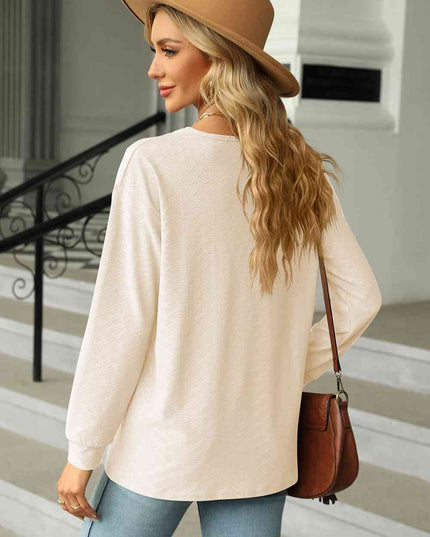 V-Neck Long Sleeve Blouse