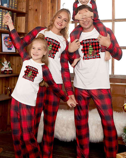 Graphic Top and Plaid Pants Set