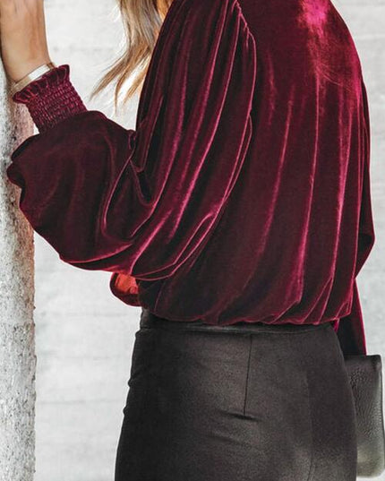 Surplice Smocked Long Sleeve Bodysuit