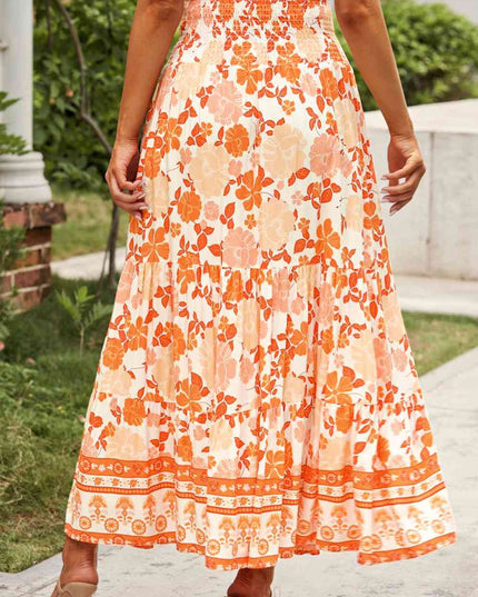 Floral Smocked Tiered Maxi Skirt