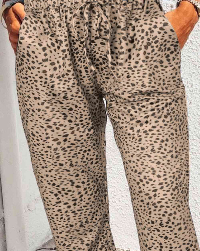 Leopard Pocketed Long Pants