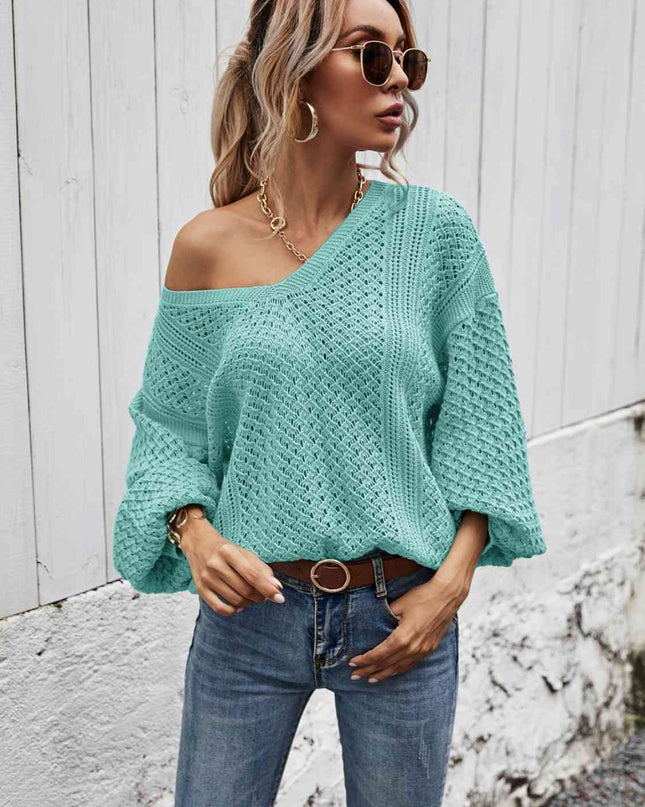 V-Neck Dropped Shoulder Sweater