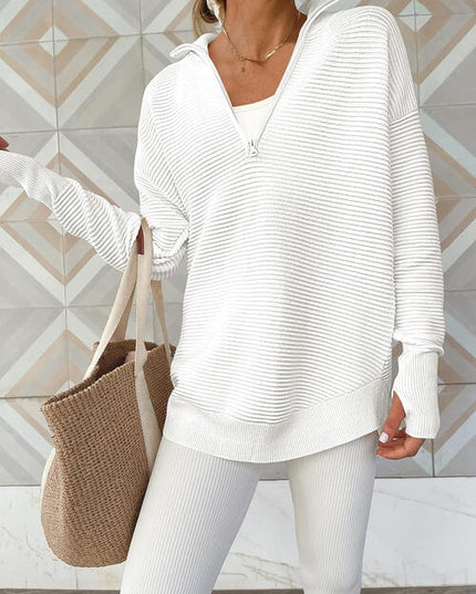 Half Zip Long Sleeve Knit Top