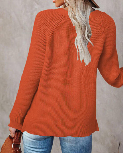 Half Button Long Sleeve Knit Top