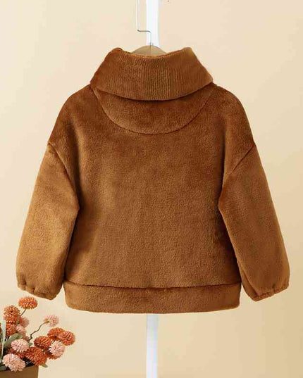 Long Sleeve Buttoned Dropped Shoulder Coat
