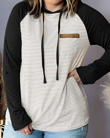 Plus Size Striped Long Sleeve Hoodie