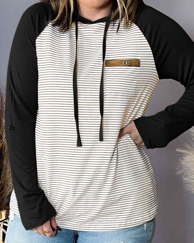 Plus Size Striped Long Sleeve Hoodie