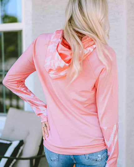 Printed Long Sleeve Hoodie with Pocket