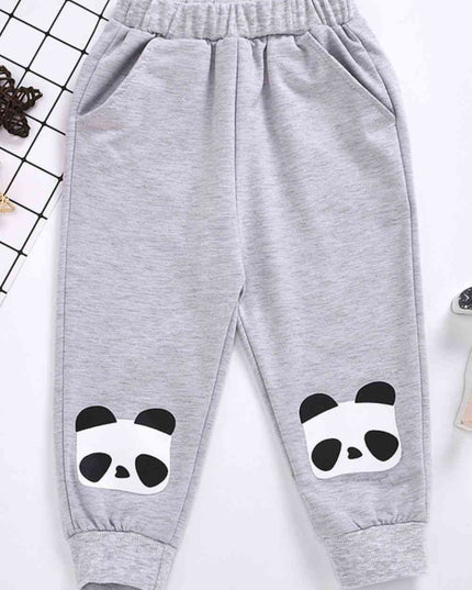 Kids Panda Graphic Joggers with Pockets