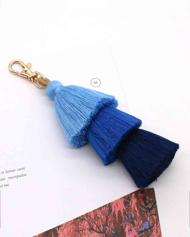Assorted 4-Pack Multicolored Fringe Keychain