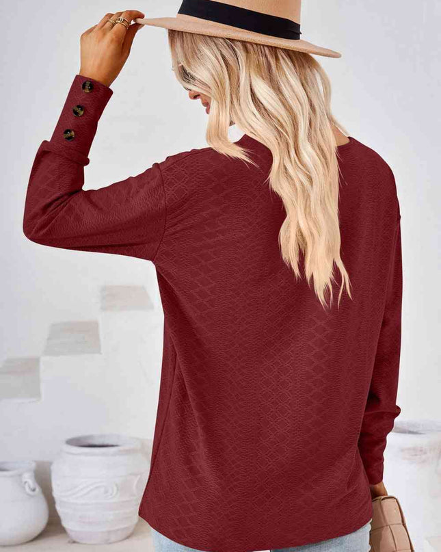 V-Neck Long Sleeve Blouse