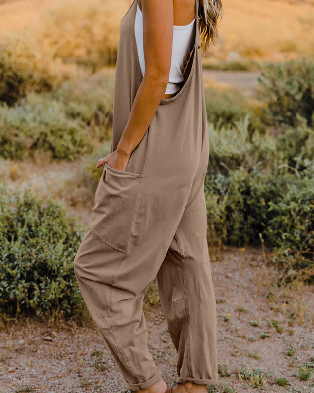 Double Take Full Size V-Neck Sleeveless Jumpsuit with Pockets
