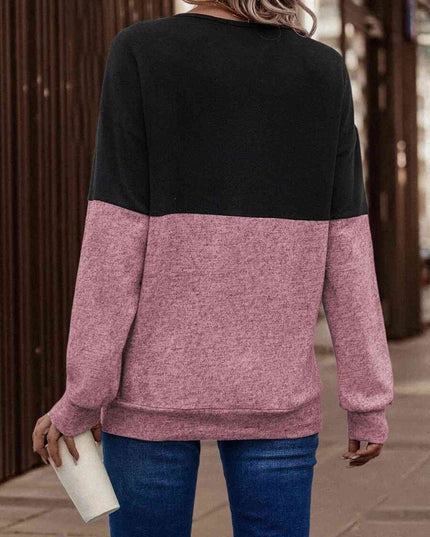 Two-Tone Crisscross Detail Sweatshirt
