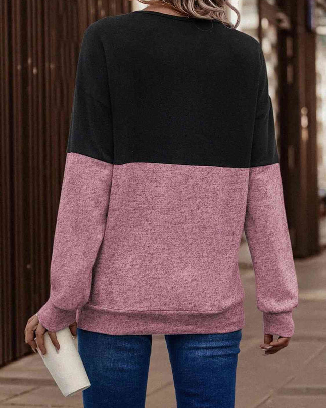 Two-Tone Crisscross Detail Sweatshirt