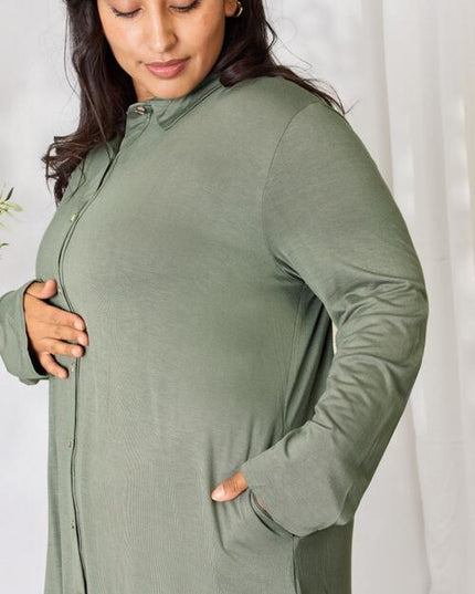 Celeste Full Size Button Down Shirt Dress