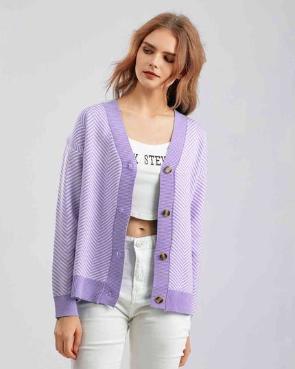 Button Down V-Neck Cardigan