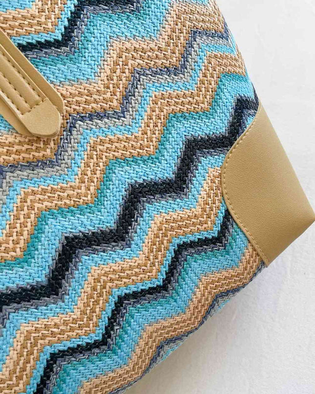 Chevron Straw Tote Bag