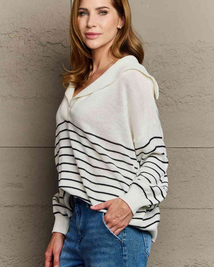 Sew In Love Make Me Smile Striped Oversized Knit Top