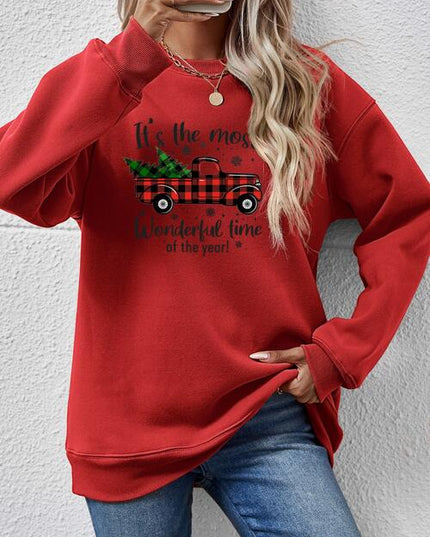 Graphic Round Neck Long Sleeve Sweatshirt
