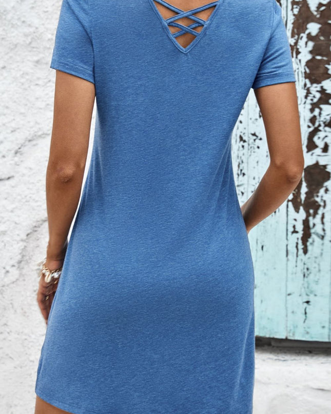 Short Sleeve V-Neck Mini Dress