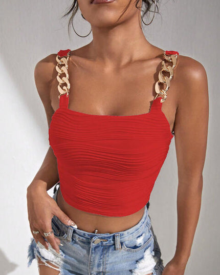 Chain Detail Square Neck Tank