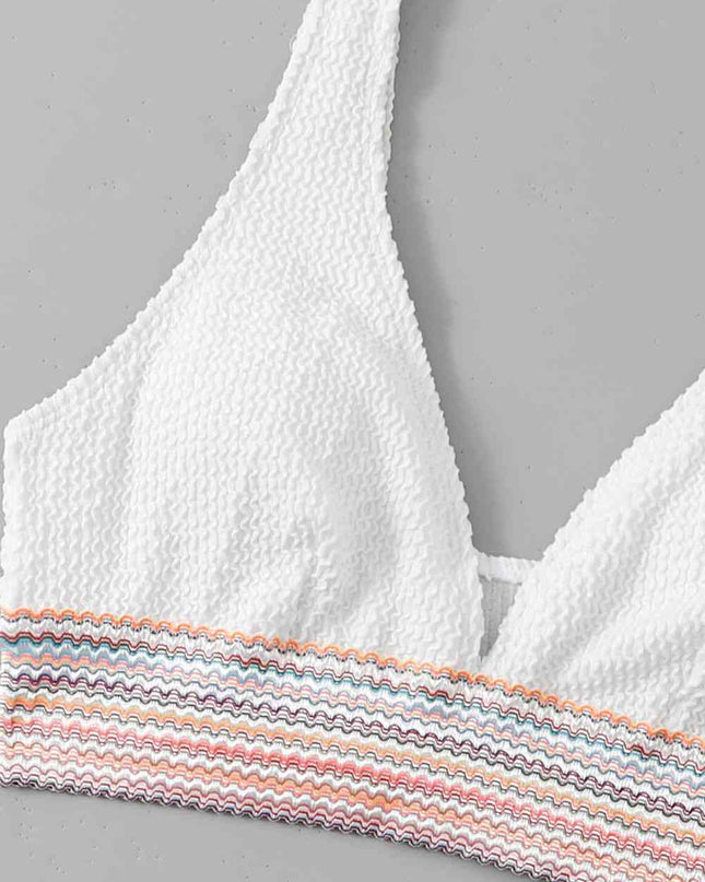 Contrast Textured High Cut Swim Set