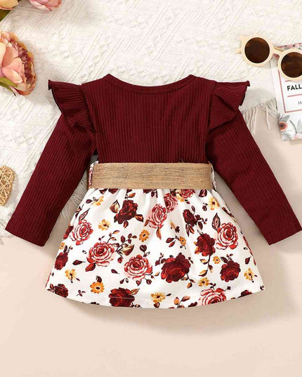 Floral Print Belted Short Dress